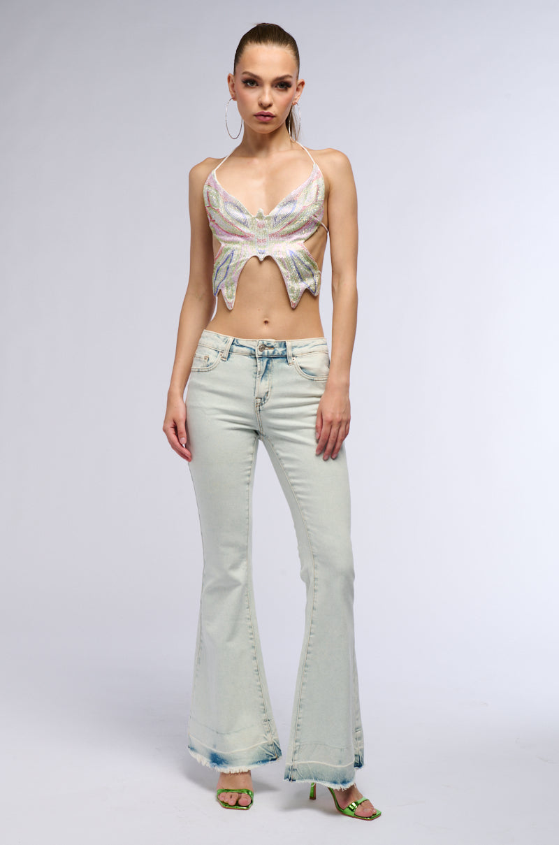 TIME TO FLY BUTTERFLY RHINESTONE TOP