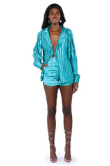 TOO CHIC SATIN BUTTON DOWN