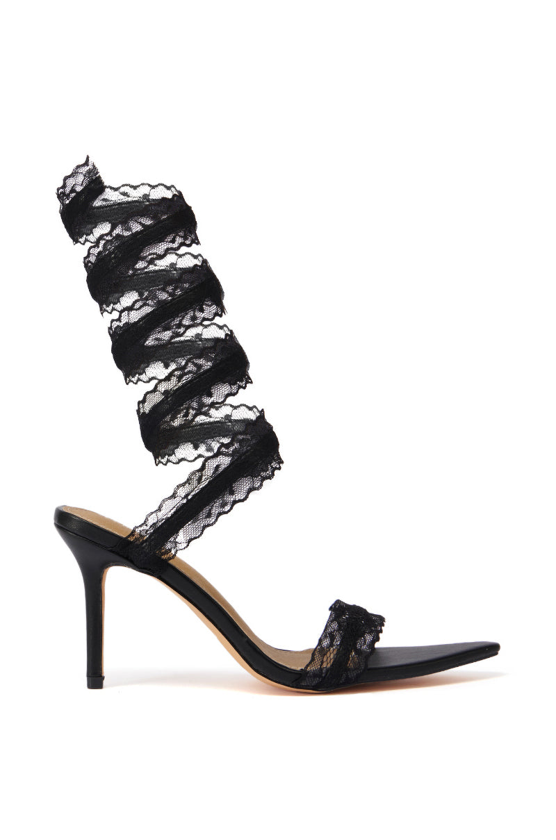 TOUCHY BLACK SPIRAL STILETTO SANDAL