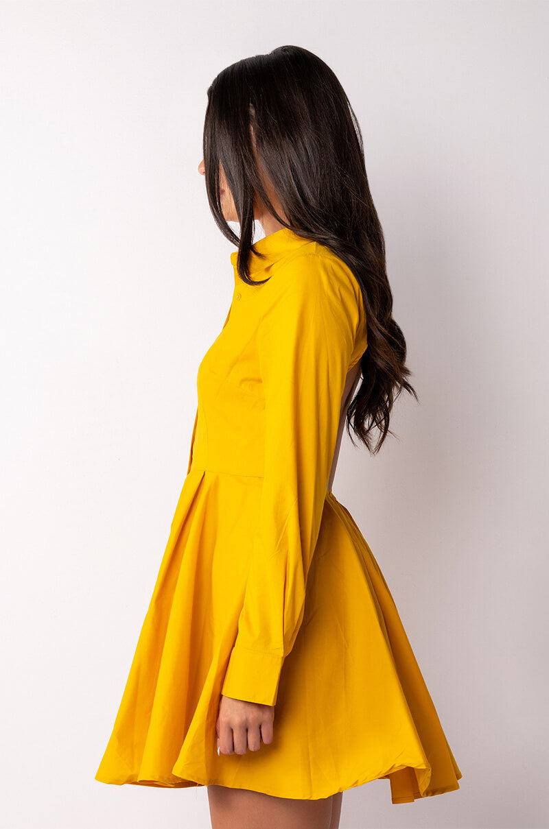 TRY AGAIN OPEN BACK FIT AND FLARE MINI DRESS