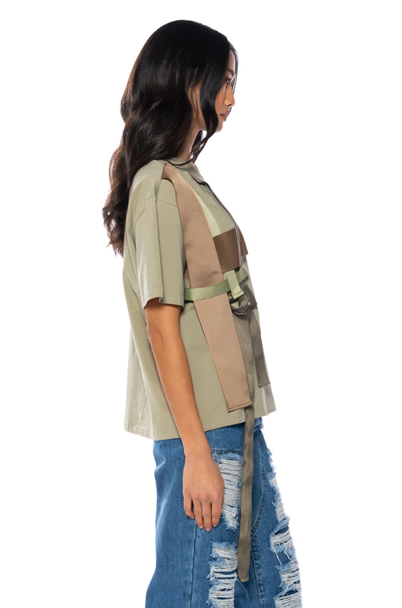 VIDA WOVEN STRAP DETAIL OVERSIZED TSHIRT