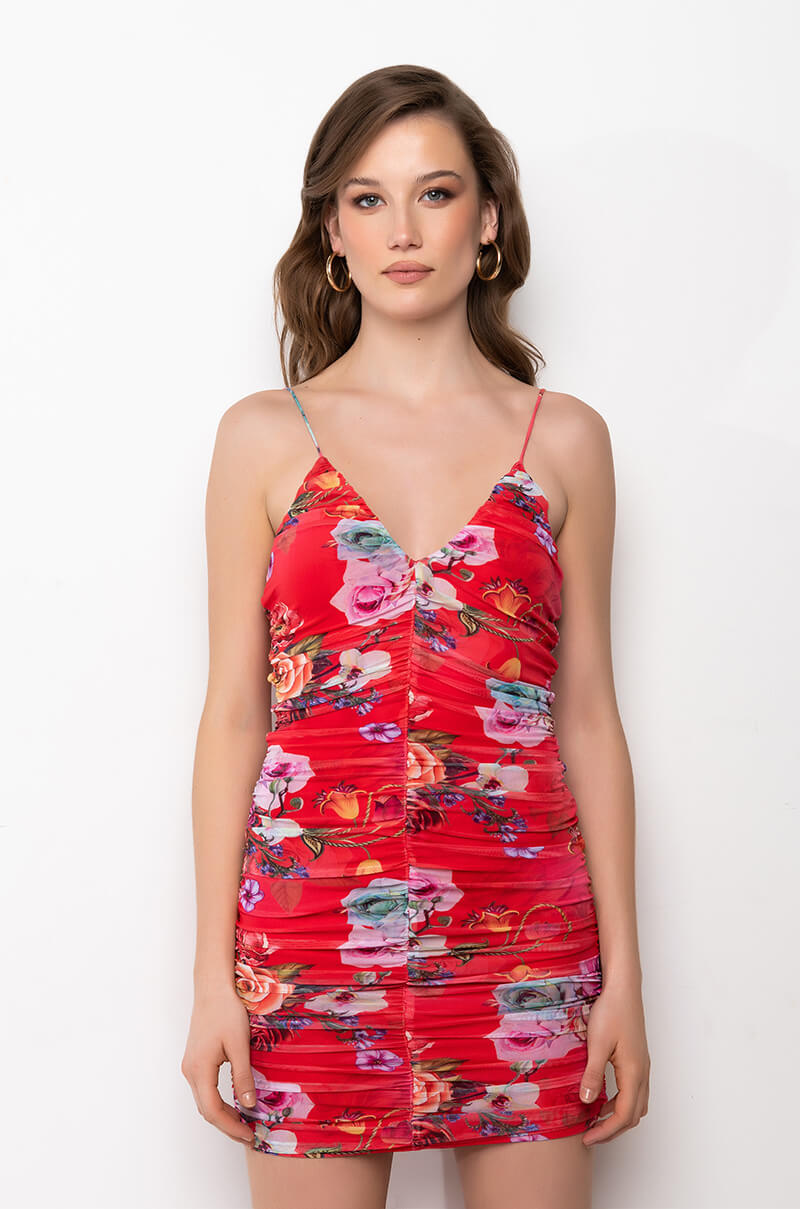 WALK WITH ME MINI RUCHED DRESS