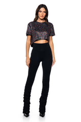 WONDERLUST RHINESTONE EMBELLISHED OPEN BACK T-SHIRT