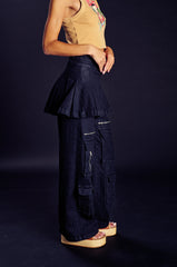 WANT U BACK WIDE LEG DENIM PANT WITH SKIRT