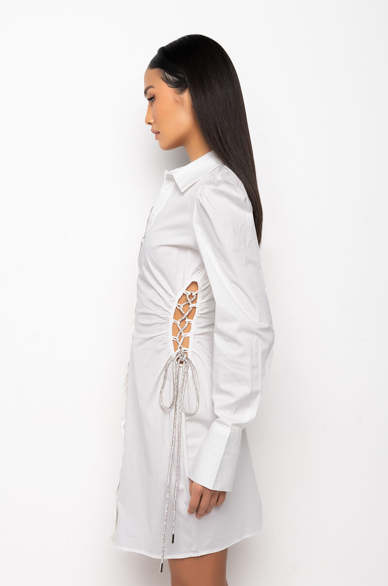 YOU'RE EVERYTHING BUTTON UP MINI DRESS