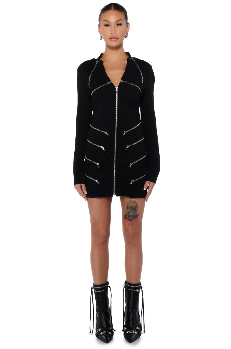 ZIP ME UP KNIT MINI DRESS